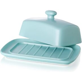 Large Porcelain Butter Dish with Lid, Candiicap Classic Matte Butter Keeper for Countertop, Large Butter Holder for Butter Storage & Home Kitchen Decor, Dishwasher Safe (Matte Pink)