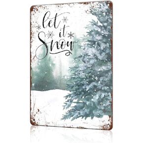 Christmas Spruce Winter Trees Vintage Metal Tin Sign Christmas Trees Wall Decor Retro Spruce Sign for Home Living room Bedroom Outdoor Outside Porch Rustic Wall Decoration 8x12 inch