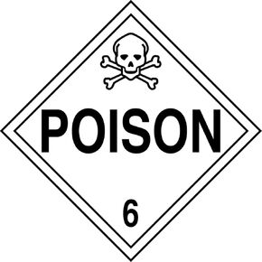 Accuform MPL601CT25 PF-Cardstock Hazard Class 6 DOT Placard, Legend "Poison 6" with Graphic, 10-3/4" Width x 10-3/4" Length, Black on White (Pack of 25)