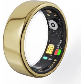 Smart Ring Health Tracker,Sleep Heart Rate Health Monitor, Wearable Fitness Tracker, Health Rings for Women & Men 7-Day Ultra Long Standby Time, IPX8 Water-Resistance (Golden 7)