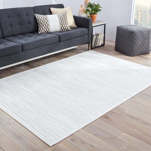 Jaipur Living Fables Collection 8'10" x 11'9" Large Abstract Area Rug with Bark-Inspired Pattern, Soft Power-Loomed Modern Rug for Bedrooms and Living Rooms, White/Ivory in Saudi Arabia