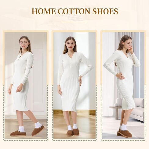 شبشب نسائي منصة أحذية صغيرة شبشب منزل الانزلاق على الفراء صوف مبطن جلد الغزال مريح الفراء صوف مبطن قصير حذاء من الجلد in Kuwait