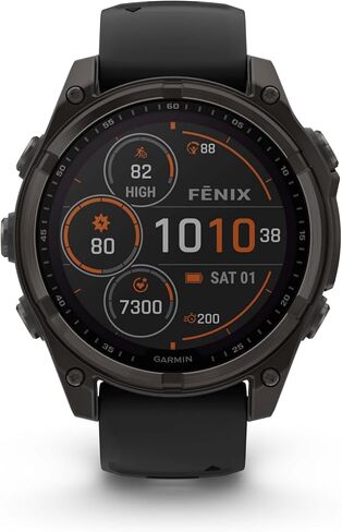 Garmin Fenix 8 47MM Solar Sapphire Multisport GPS Smartwatch Carbon Gray DLC Titanium with Black Gray Silicone Band, Built-in LED Flashlight, Fitness & Health Smart Watch Bundle for Men & Women in Saudi Arabia