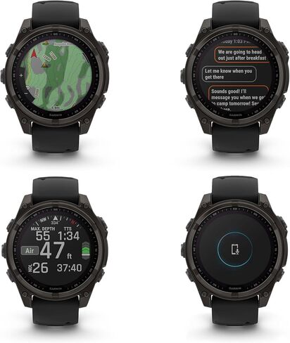 Garmin Fenix 8 47MM Solar Sapphire Multisport GPS Smartwatch Carbon Gray DLC Titanium with Black Gray Silicone Band, Built-in LED Flashlight, Fitness & Health Smart Watch Bundle for Men & Women in Saudi Arabia