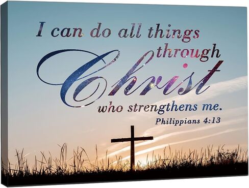 "I can do all things through christ who strengthens me philippians 4:13. Christian Jesus Canvas Wall Art, Wall Inspirational Quotes Framed Artwork for Church Living Room Bedroom,11"*15"(29x38cm) in Saudi Arabia