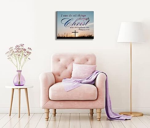 "I can do all things through christ who strengthens me philippians 4:13. Christian Jesus Canvas Wall Art, Wall Inspirational Quotes Framed Artwork for Church Living Room Bedroom,11"*15"(29x38cm) in Saudi Arabia