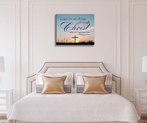 "I can do all things through christ who strengthens me philippians 4:13. Christian Jesus Canvas Wall Art, Wall Inspirational Quotes Framed Artwork for Church Living Room Bedroom,11"*15"(29x38cm) in Saudi Arabia