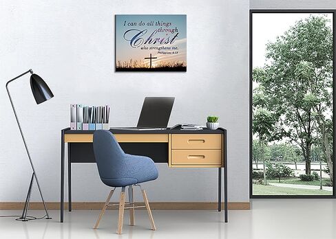 "I can do all things through christ who strengthens me philippians 4:13. Christian Jesus Canvas Wall Art, Wall Inspirational Quotes Framed Artwork for Church Living Room Bedroom,11"*15"(29x38cm) in Saudi Arabia