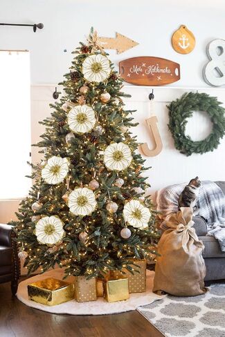 Briful 8in Magnolias Christmas Flowers Glittering Magnolia Flowers Artificial 6Pcs Coffee Magnolia Stems for Christmas Tree Decorations, Wreaths, Garland Real Touch Magnolia Xmas Picks in Kuwait