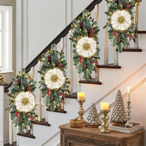 Briful 8in Magnolias Christmas Flowers Glittering Magnolia Flowers Artificial 6Pcs Coffee Magnolia Stems for Christmas Tree Decorations, Wreaths, Garland Real Touch Magnolia Xmas Picks in Kuwait