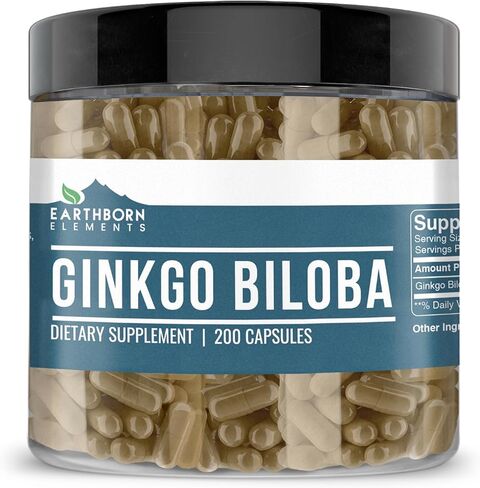 Earthborn Elements Ginkgo Biloba 200 Capsules, Pure & Undiluted, No Additives in Saudi Arabia