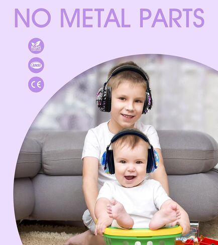 2 Pack HZ015 Kids Ear Protection Safety Earmuffs Durable Noise Cancelling Headphones, pink+blue in Kuwait