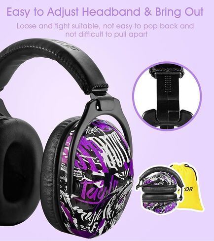 2 Pack HZ015 Kids Ear Protection Safety Earmuffs Durable Noise Cancelling Headphones, pink+blue in Kuwait