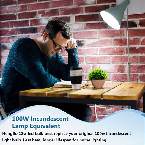 مصابيح كهربائية 100 وات مكافئة، 6500 كلفن ضوء النهار 1200 لومن لمبة إضاءة بيضاء، 12 وات غير قابلة للتعتيم، E26 E27 لمبة قاعدة متوسطة قياسية للحمام والمطبخ وغرفة المعيشة (عبوة من 4) in Kuwait