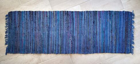 Sturbridge Country Rag Rug in Denim 24" x 72" in Saudi Arabia