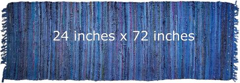 Sturbridge Country Rag Rug in Denim 24" x 72" in Saudi Arabia