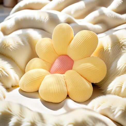 Flower Pillow,Flower Shaped Throw Pillow,Flower Floor Pillow,Daisy Pillow Cute Pillows Flower Cushion,Flower Throw Pillow Seating Cushion for Bedroom,Sofa,Couch(Yellow,14.9'') in Saudi Arabia