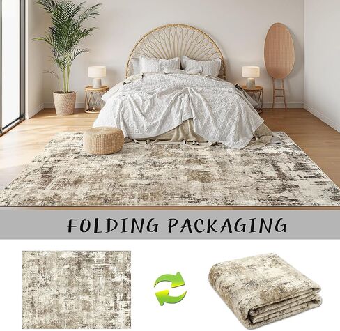 سجاد منطقة Art&Tuft مقاس 8x10، سجاد أسود تجريدي قابل للغسل مقاس 8x10 - فائق النعومة وخفيف الوزن، كومة منخفضة، سجاد حديث كبير الحجم مقاوم للبقع لغرفة المعيشة وغرفة النوم والمكتب in Kuwait