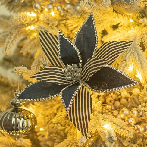 KI Store 6pcs Christmas Tree Poinsettia Flowers 12-Inch Red Green and Gold Velvet Christmas Tree Decorations Floral Display in Saudi Arabia