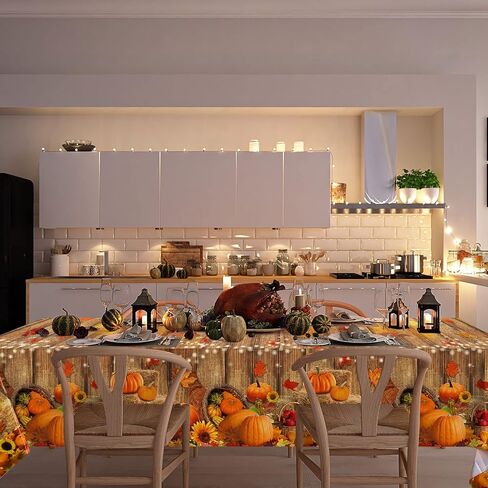 Tiamon Fall Table Decoration Thanksgiving Fall Tablecloth Wood Grain Maple Party Table Cover Autumn Pumpkin Harvest Tablecovers Decor for Fall Dining Gathering Table Protector, 54 x 108 Inch (3 Pack) in Saudi Arabia