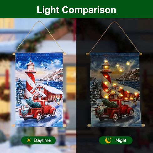 زينة باب عيد الميلاد من SPACEEUP، منارة مضاءة LED وملصق سيارة، زينة عيد الميلاد مقاس 24 × 15 بوصة مناسبة للخارج والداخل in Saudi Arabia