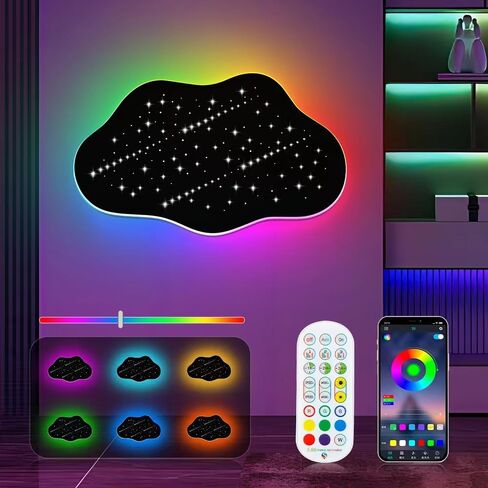Cloud Star Shooting Star Lights Cloud Lamp Warm White LED Wall Light with Wireless Remote Wall Lamp Wall Ceiling Light Coolest Decorations for Adults Kids Indoor HomeBedroomWall (Multicolor) in Saudi Arabia