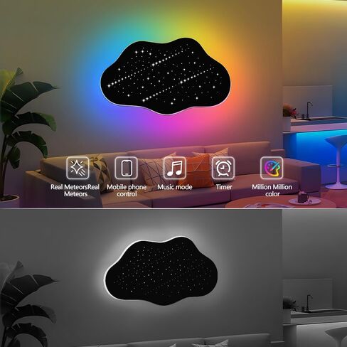 Cloud Star Shooting Star Lights Cloud Lamp Warm White LED Wall Light with Wireless Remote Wall Lamp Wall Ceiling Light Coolest Decorations for Adults Kids Indoor HomeBedroomWall (Multicolor) in Saudi Arabia