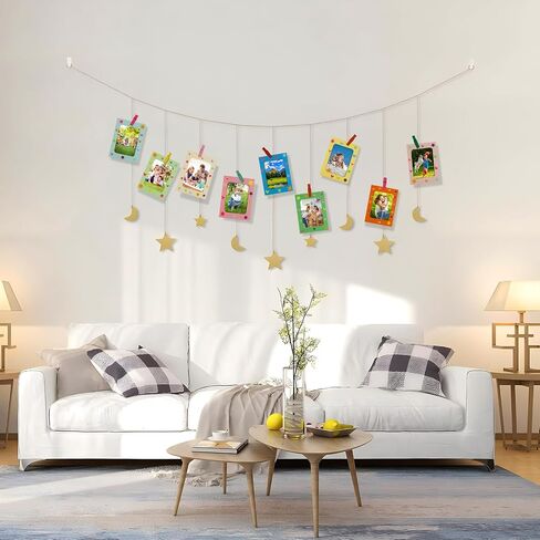 50 حزمة من إطارات الصور الورقية مقاس 4x6 بوصة، إطارات صور من الورق المقوى DIY مع 50 مشبكًا و5 سلاسل، إطار عرض فني لإطار الصور الورقية مع 12 ملصقًا لديكور الحائط (أبيض) in Kuwait
