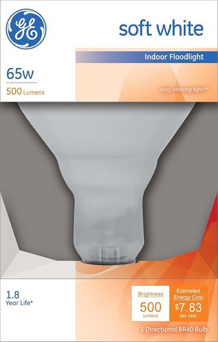 GE Lighting Soft White 14016 65-Watt 580-Lumen BR40 Flood Light Bulb, 1-Pack, 1 Count (Pack of 1) in Saudi Arabia