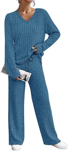 TIYOMI Plus Size Suits For Women 2 Piece Outfits Sweater Top & Wide Leg Pants XL-5XL in Saudi Arabia