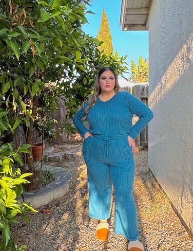TIYOMI Plus Size Suits For Women 2 Piece Outfits Sweater Top & Wide Leg Pants XL-5XL in Saudi Arabia