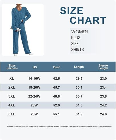 TIYOMI Plus Size Suits For Women 2 Piece Outfits Sweater Top & Wide Leg Pants XL-5XL in Saudi Arabia