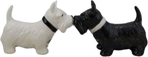 Ebros Gift Scottie Scottish Terrier Black And White Dogs Pedigree Dog Breed Salt And Pepper Shakers Ceramic Figurine Set 4.5"L Kitchen Dining Breakfast Table Bar Pet Pal Collectible Accent in Saudi Arabia