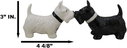 Ebros Gift Scottie Scottish Terrier Black And White Dogs Pedigree Dog Breed Salt And Pepper Shakers Ceramic Figurine Set 4.5"L Kitchen Dining Breakfast Table Bar Pet Pal Collectible Accent in Saudi Arabia