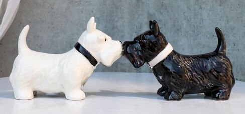 Ebros Gift Scottie Scottish Terrier Black And White Dogs Pedigree Dog Breed Salt And Pepper Shakers Ceramic Figurine Set 4.5"L Kitchen Dining Breakfast Table Bar Pet Pal Collectible Accent in Saudi Arabia