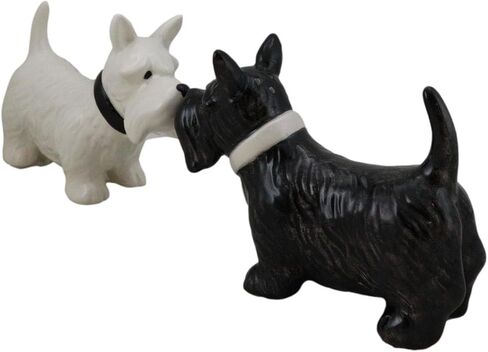 Ebros Gift Scottie Scottish Terrier Black And White Dogs Pedigree Dog Breed Salt And Pepper Shakers Ceramic Figurine Set 4.5"L Kitchen Dining Breakfast Table Bar Pet Pal Collectible Accent in Saudi Arabia