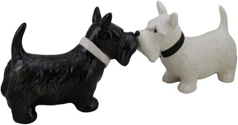 Ebros Gift Scottie Scottish Terrier Black And White Dogs Pedigree Dog Breed Salt And Pepper Shakers Ceramic Figurine Set 4.5"L Kitchen Dining Breakfast Table Bar Pet Pal Collectible Accent in Saudi Arabia