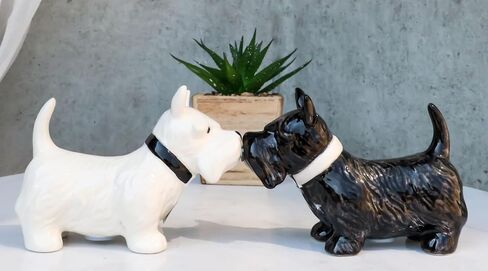 Ebros Gift Scottie Scottish Terrier Black And White Dogs Pedigree Dog Breed Salt And Pepper Shakers Ceramic Figurine Set 4.5"L Kitchen Dining Breakfast Table Bar Pet Pal Collectible Accent in Saudi Arabia