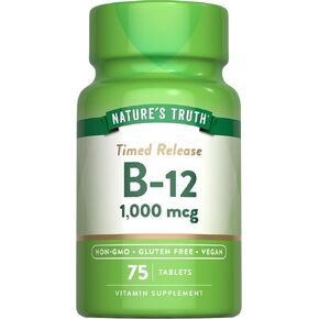 B12 Vitamin Supplement | 1000 mcg | 75 Timed Release Tablets | Non-GMO & Gluten Free | Nature's Truth
