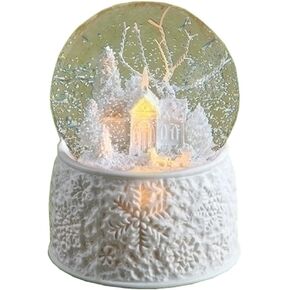 Roman 6 Inch Tall Led Church with Sleigh Glitterdome 100MM