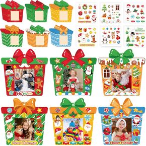 24 PCS Christmas Picture Frame Ornaments Paper DIY Photo Frame Craft Set Hanging Decorations For Christmas Tree Decor (Cute)