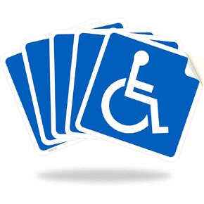 Handicap Symbol Stickers 5 pack, Disabled Wheelchair Sign, Self-Adhesive, Vinyl Laminated, 4.7"x 4.7" Indoor Outdoor