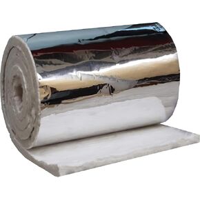 SIMOND STORE Ceramic Fiber Blanket with Aluminum Foil Facing - 6# Density - 1/2" x 24" x 36" - 2400F High Temperature Insulation Blanket for Stove Furnace Forge Kiln Fireplace Welding Soldering HVAC