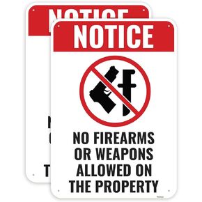 1PC No Firearms Or Weapons Sign, 10 x 7 Inches - Aluminum - No Guns Allowed Sign For Business