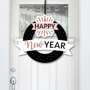 Big Dot of Happiness New Year’s Eve - Gold - Outdoor New Years Eve Party Decor - Front Door Wreath