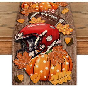 Fall Table Runner Football Tablecover Autumn Football Table Runner Fall Autumn Harvest Thanksgiving Decor Fall Decoration for Home Party