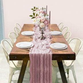 Terracotta Cheesecloth Table Runner 10FT Boho Cheese Cloth Table Runner for Baby Shower Wedding Bridal Decorations 35*120 Inch Long Gauze Table Runners for Birthday Garden Party