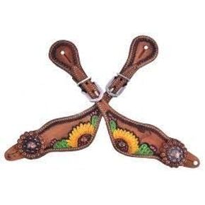 Showman Ladies Hand Painted Sunflower & Cactus Design Spur Straps! New Horse TACK!