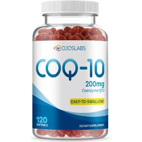 CoQ10 200mg - Coenzyme Q10 Dietary Supplement, Easy-to-Swallow 120 Softgels