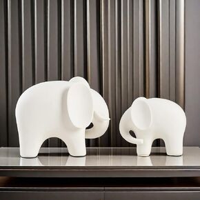 FUNSXBUG Abstract Elephant Statue Art Sculpture Figurine Collectible Gift Idea Home Decor Desktop Room Decoration Ceramics (Large)